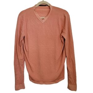 Elie Tahari Sweater M Medium Pink Wool Silk V-Neck Long Sleeve